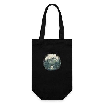 Natur Abenteuer Wandern Camping Design - Geschenkbeutel für Flaschen - Schwarz - Vorne