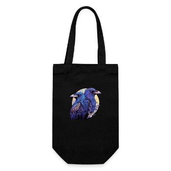Odins Raben Hugin und Munin bei Vollmond - Geschenkbeutel für Flaschen - Schwarz - Vorne