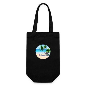 Sommerurlaub Palmen Insel Sonne Palme Strand - Geschenkbeutel für Flaschen - Schwarz - Vorne