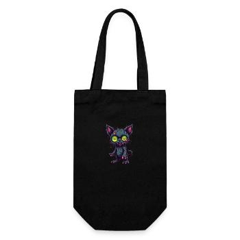 Chat zombie d’Halloween - Chat effrayant mignon - Sac à bouteille - noir - Devant