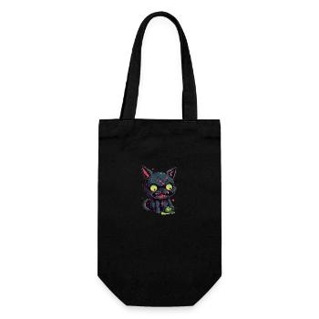 Chat zombie d’Halloween - Chat effrayant mignon - Sac à bouteille - noir - Devant