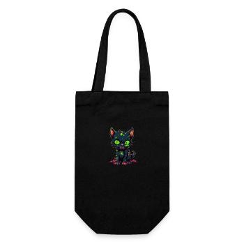 Halloween Zombie Katze - Niedliche gruselige Katze - Geschenkbeutel für Flaschen - Schwarz - Vorne