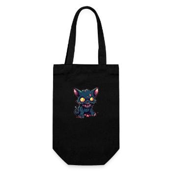 Halloween Zombie Katze - Niedliche gruselige Katze - Geschenkbeutel für Flaschen - Schwarz - Vorne