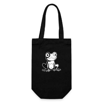 Frosch Amphibie Kröte - Geschenkbeutel für Flaschen - Schwarz - Vorne
