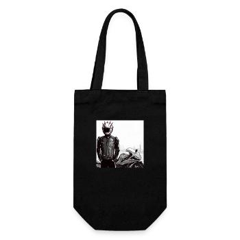 Motorcycle Pencil Drawing - Gift Bag for Bottles - black - Front