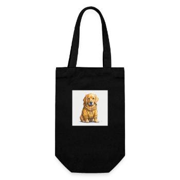 Golden Retriever im Hoodie. - Geschenkbeutel für Flaschen - Schwarz - Vorne
