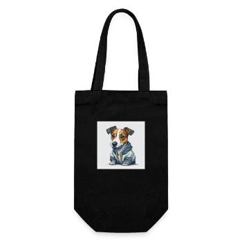 Jack Russel Terrier - Geschenkbeutel für Flaschen - Schwarz - Vorne