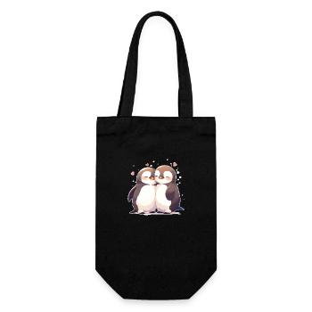 Penguin Heart Love Cute Hug Penguin Love - Gift Bag for Bottles - black - Front