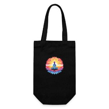 Women's Yoga Meditation Lotus Flower Design - Gift Bag for Bottles - black - Front