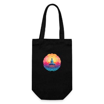 Women's Yoga Meditation Lotus Flower Design - Gift Bag for Bottles - black - Front