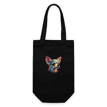 Chihuahua | Abstrakte Malerei | Farbe | Niedlicher - Geschenkbeutel für Flaschen - Schwarz - Vorne