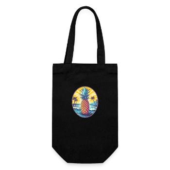 Pineapple Beach - Blumen Sommerurlaub Tee - Geschenkbeutel für Flaschen - Schwarz - Vorne