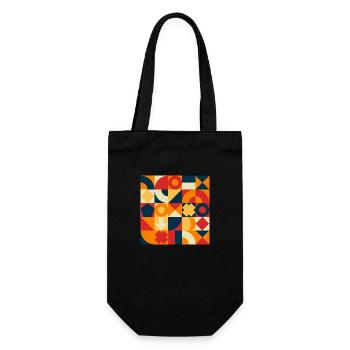 Farbfelder, Bund, Mode, stylisch - Geschenkbeutel für Flaschen - Schwarz - Vorne