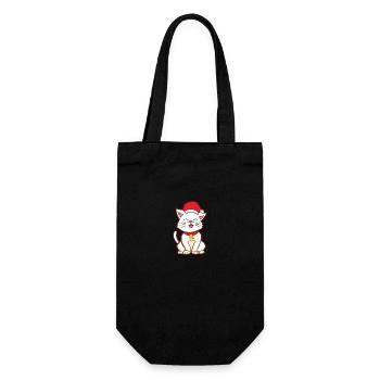 Chapeau de Père Noël White Cat Joyeux poison de Noël - Sac à bouteille - noir - Devant