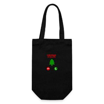 Christmas is calling Merry Christmas Funny Gift - Gift Bag for Bottles - black - Front