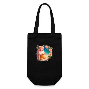 Anime Manga Kpop Girl in Garden - Geschenkbeutel für Flaschen - Schwarz - Vorne