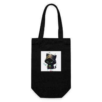 Kleine süße schwarze Katze. - Geschenkbeutel für Flaschen - Schwarz - Vorne