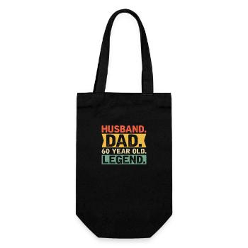 Husband. Dad. 60 Year Old. Legend. - Geschenkbeutel für Flaschen - Schwarz - Vorne