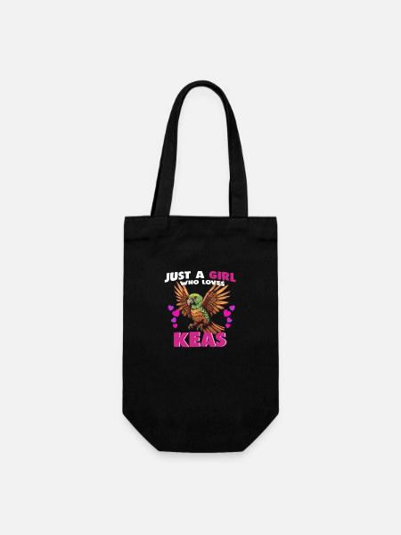 Just a Girl who Loves Keas - Geschenkbeutel für Flaschen - Schwarz