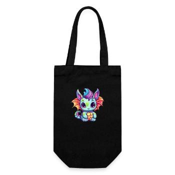 Dragon Kawaii Drawing - Gift Bag for Bottles - black - Front
