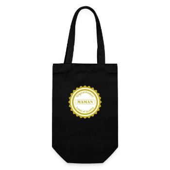 Label de qualité / Maman / Français - Sac à bouteille - noir - Devant