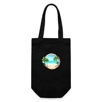 Sommerurlaub Palme Sonne Palmen Insel Strand - Geschenkbeutel für Flaschen - Schwarz - Vorne