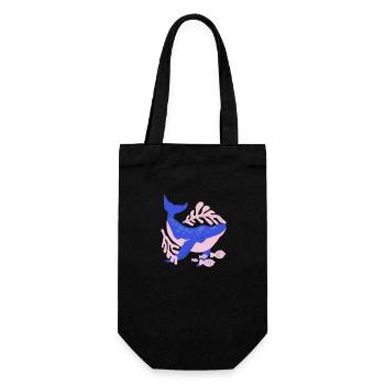 Pink and blue whale - Gift Bag for Bottles - black - Front