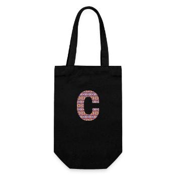 Monogram Letter C- geometric pattern - Gift Bag for Bottles - black - Front