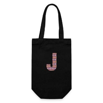 Monogram Letter J- geometric pattern - Gift Bag for Bottles - black - Front