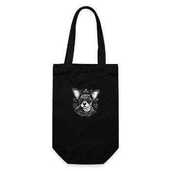 Chihuahua | Mosaik | Geometrisch | Kunst | Hund | - Geschenkbeutel für Flaschen - Schwarz - Vorne