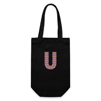 Monogram Letter U- geometric pattern - Gift Bag for Bottles - black - Front