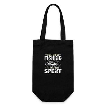 Time spent Fishing is time well spent - Gift Bag for Bottles - black - Front