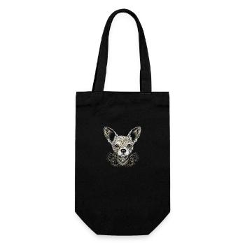 Chihuahua | Mosaik | Geometrisch | Kunst | Hund | - Geschenkbeutel für Flaschen - Schwarz - Vorne