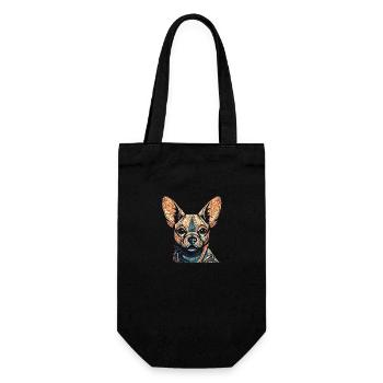 Chihuahua | Mosaik | Geometrisch | Kunst | Hund | - Geschenkbeutel für Flaschen - Schwarz - Vorne