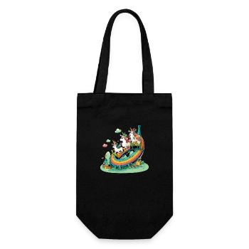 Unicorns in rainbow land - Gift Bag for Bottles - black - Front
