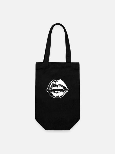 Lippen Mund Kussmund - Geschenkbeutel für Flaschen - Schwarz