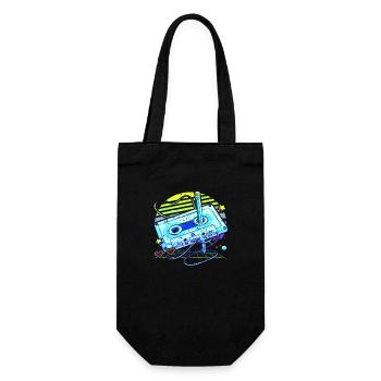 80er Jahre Retro Vintage lustig 70er Jahre Nostalgie Musik Liebe - Geschenkbeutel für Flaschen - Schwarz - Vorne