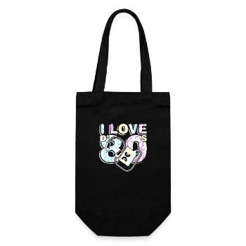 80er Jahre Retro Vintage lustig 70er Jahre Nostalgie Musik Liebe - Geschenkbeutel für Flaschen - Schwarz - Vorne