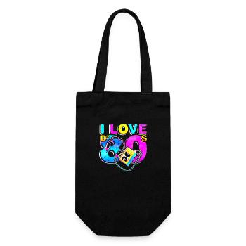 80er Jahre Retro Vintage lustig 70er Jahre Nostalgie Musik Liebe - Geschenkbeutel für Flaschen - Schwarz - Vorne