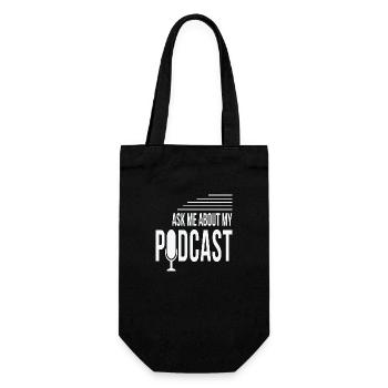 Ask Me About My Podcast - Geschenkbeutel für Flaschen - Schwarz - Vorne