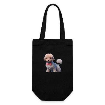 Pudel mit Fliege Hundehalter Pudelwelpe Hundewelpe - Geschenkbeutel für Flaschen - Schwarz - Vorne