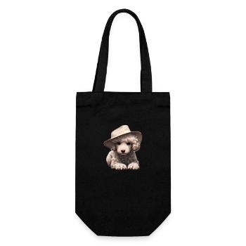 Hundeliebe Pudel Hundehalter Pudelwelpe Hundewelpe - Geschenkbeutel für Flaschen - Schwarz - Vorne