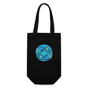 Zodiac - Star Sign - Pisces - pos - Geschenkbeutel für Flaschen - Schwarz - Vorne
