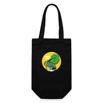 Zodiac - Star Sign - Aquarius - pos - Geschenkbeutel für Flaschen - Schwarz - Vorne