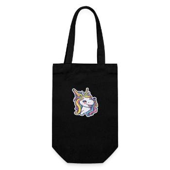 Unicorn Rainbow Einhorn Comic Cartoon - Geschenkbeutel für Flaschen - Schwarz - Vorne
