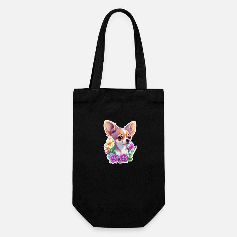 Chihuahua pastel avec fleurs - Sac à bouteille - noir