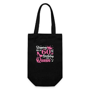 Stepping Into My 60th Birthday Like A Queen - Geschenkbeutel für Flaschen - Schwarz - Vorne