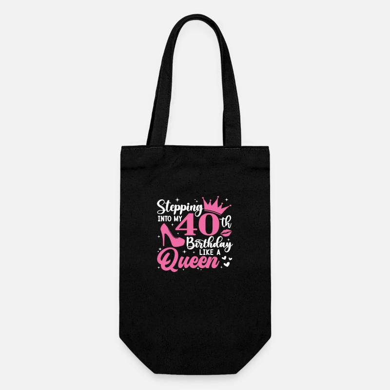 Stepping Into My 40th Birthday Like A Queen - Gift Bag for Bottles - black