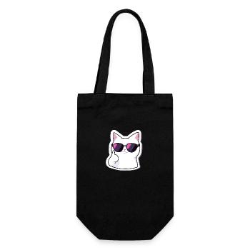 Rockende Katze mit Sonnenbrille 2 - Geschenkbeutel für Flaschen - Schwarz - Vorne