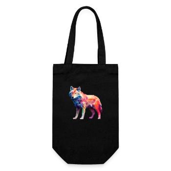 Wolf Geometrisch Zeichnung - Geschenkbeutel für Flaschen - Schwarz - Vorne